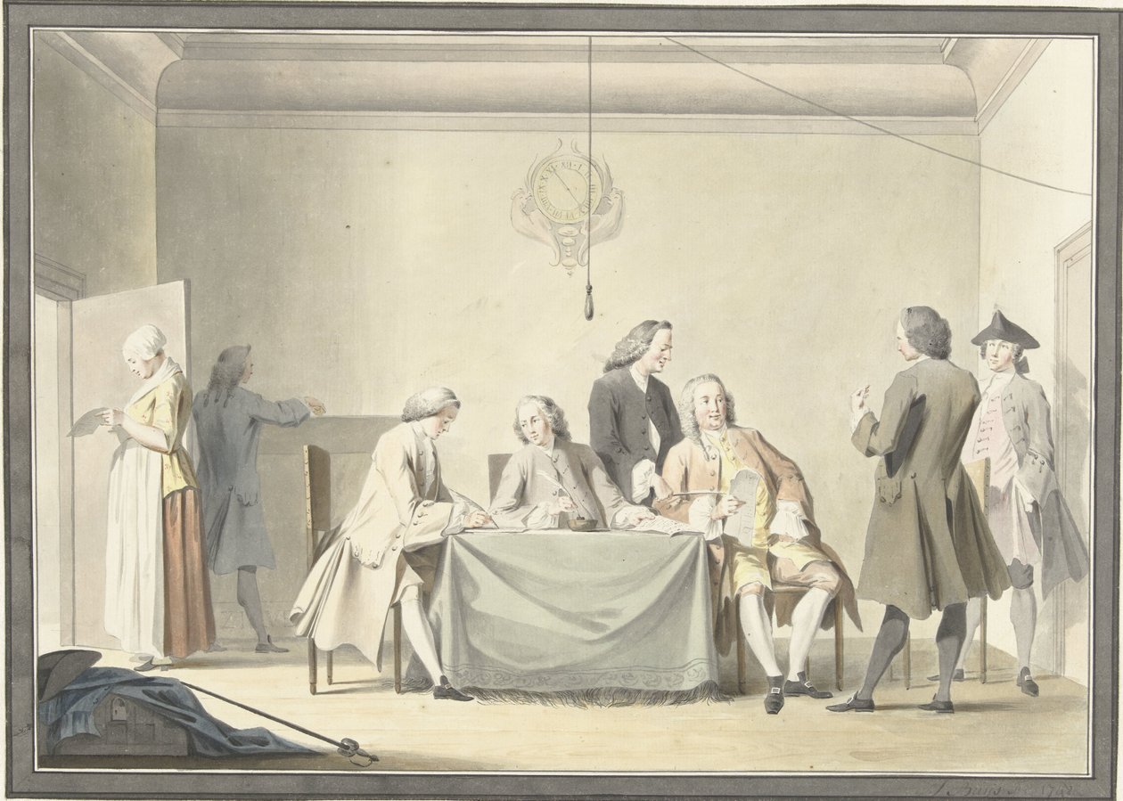Sessão de Comissários para receber o Presente Liberal, ou 50th penny, 12 de Setembro de 1747 de Jacobus Buys (signed by artist)