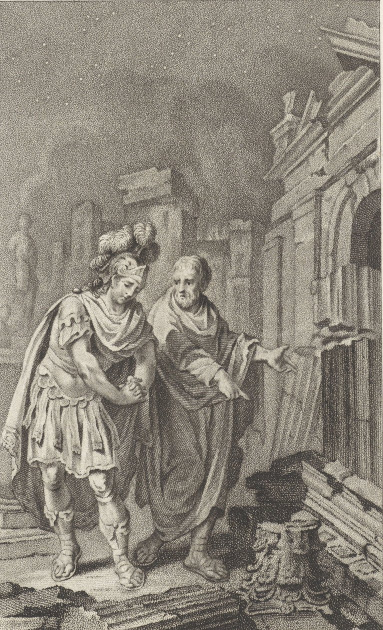 Scipio Aemilianus diante das ruínas de Cartago na companhia de Políbio, 1797. de Jacobus Buys