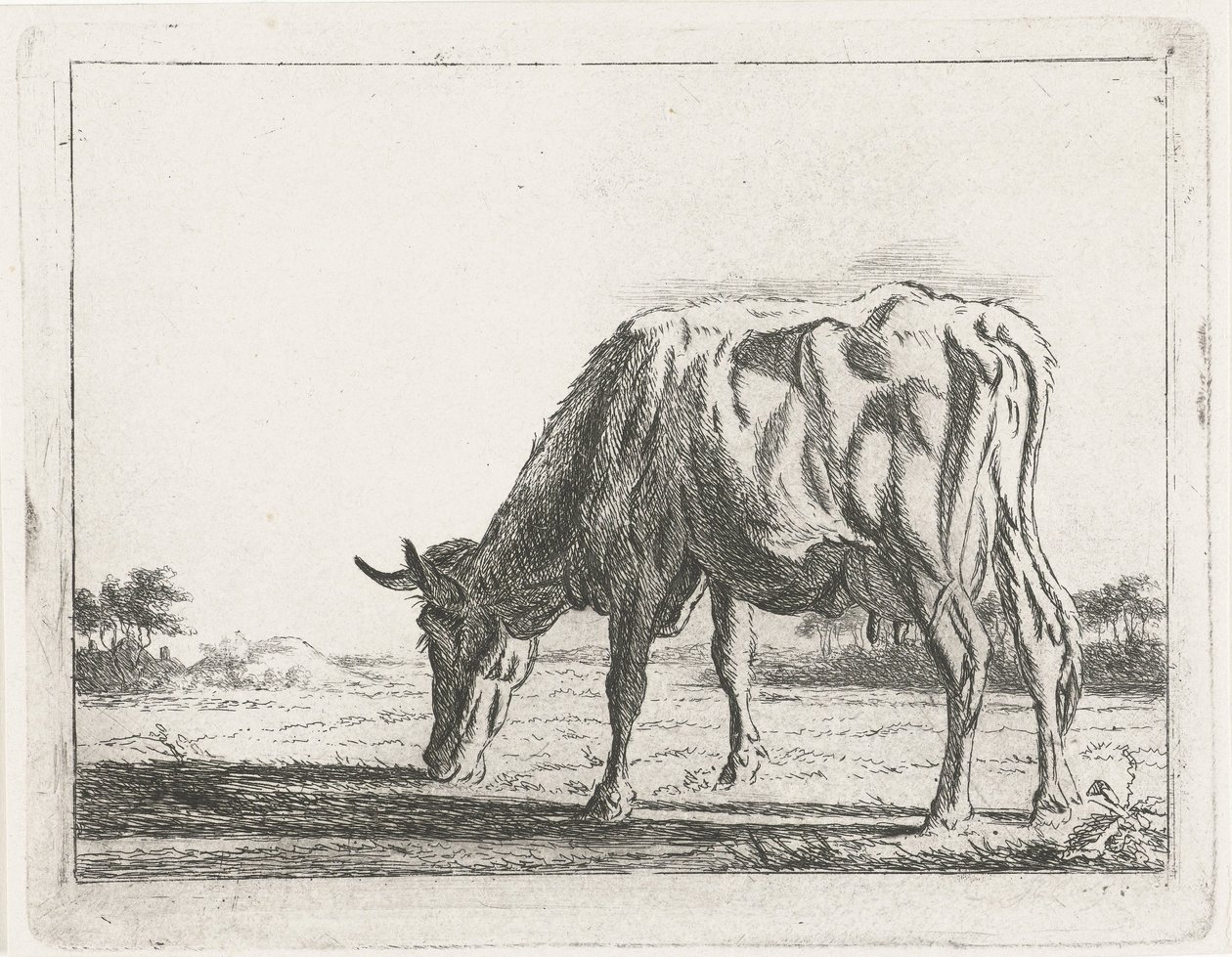 vaca pastando de Jacobus Cornelis Gaal