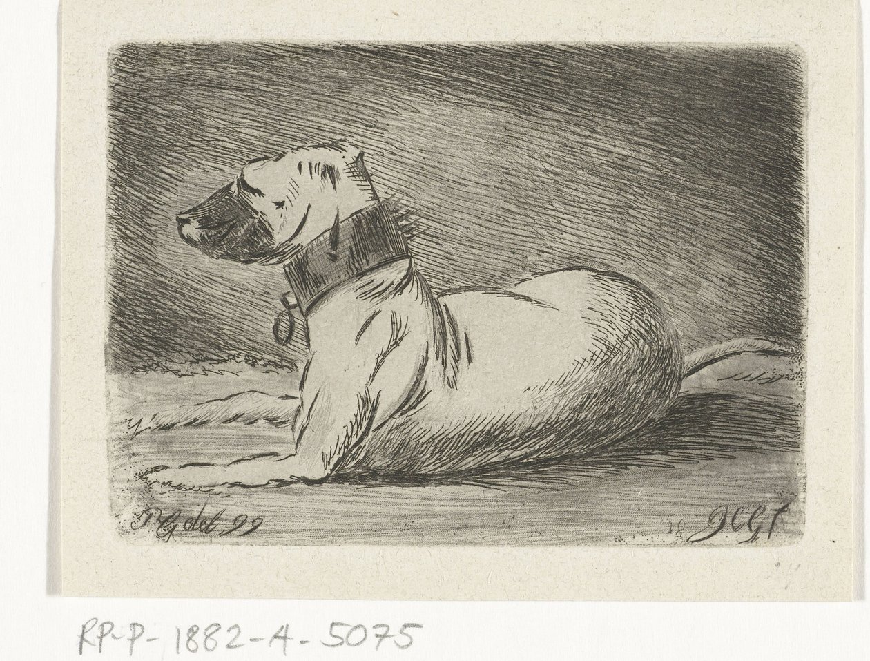 Cão reclinável com coleira de Jacobus Cornelis Gaal