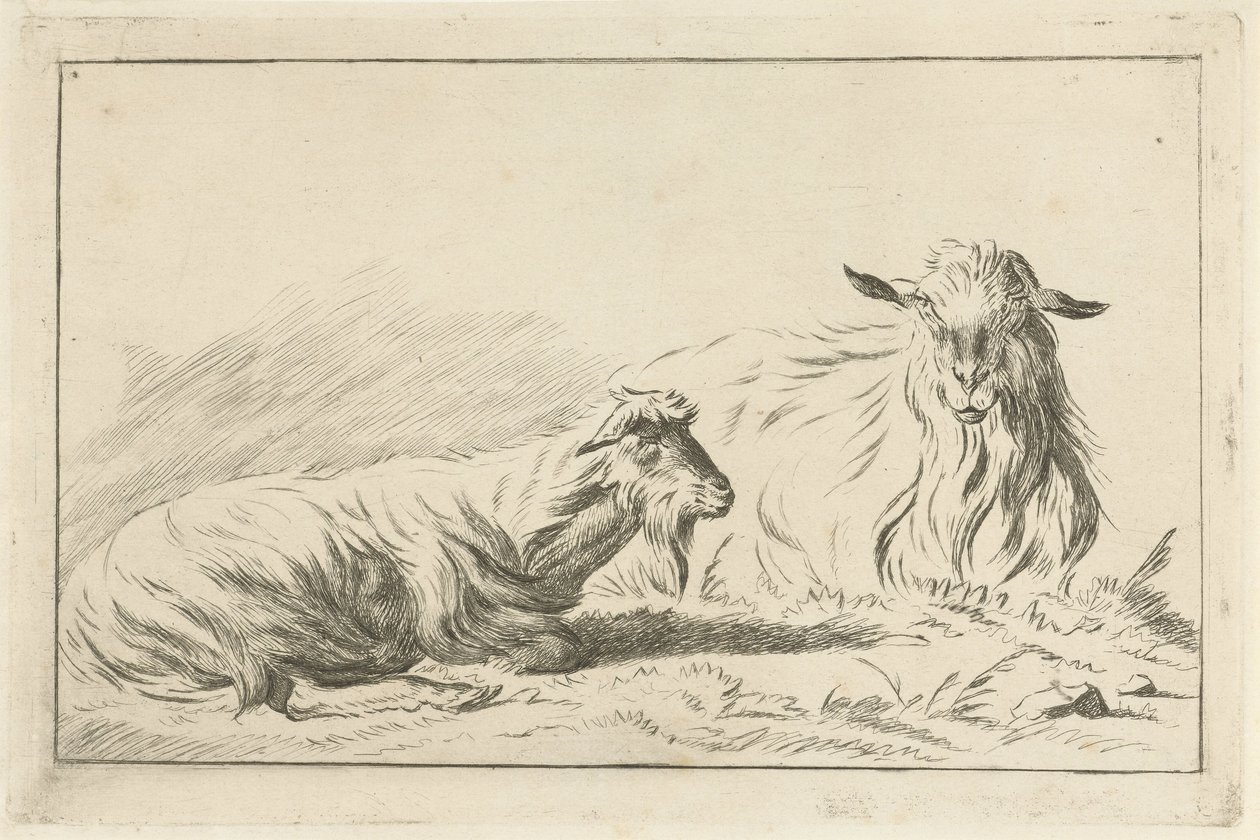 Duas cabras deitadas de Jacobus Cornelis Gaal