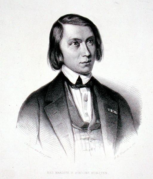 Retrato de Josephus Hermanus Verhulst (1816-91) (gravura) de Jacobus Everardus Josephus van den (after) Berg