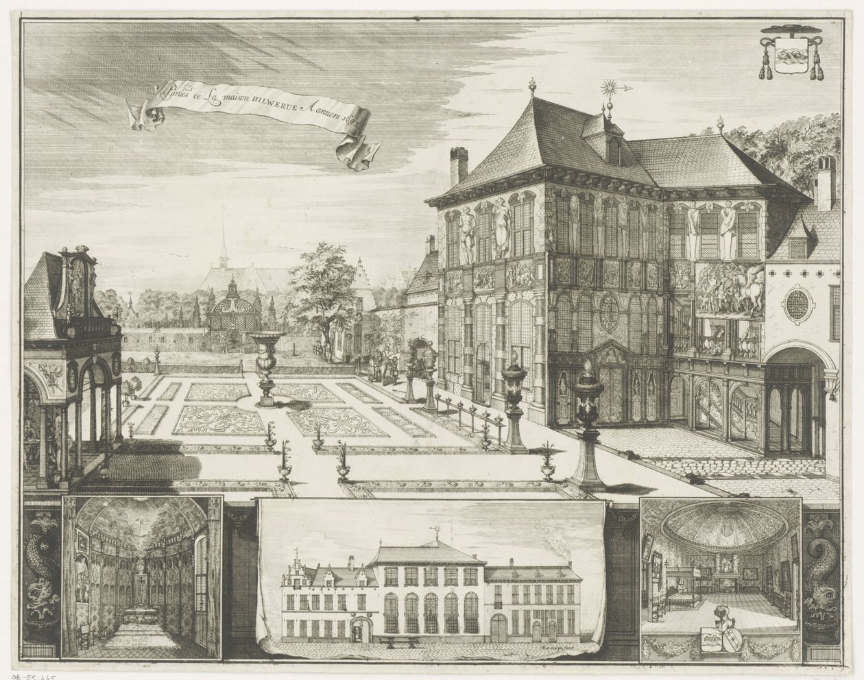 Vista da casa de Rubens em Antuérpia Vista da casa de Hilwerue em Antuérpia Partes de la maison Hilwerue Aanvers 1692 (título no objeto) de Jacobus Harrewijn