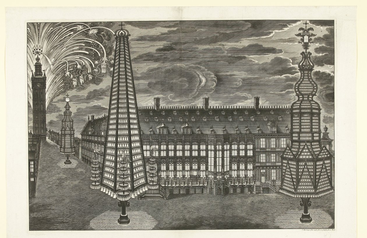 Iluminação e fogo-de-artifício em Gand, 1717 de Jacobus Harrewijn