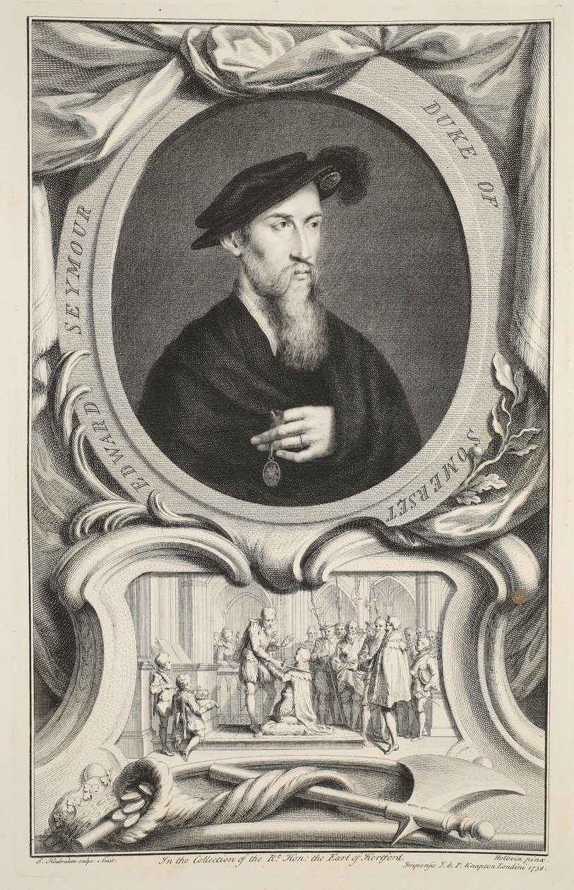 Retrato de Edward Seymour, duque de Somerset, ilustração de &39;cabeças de Ilustre pessoas da Grã-Bretanha&39;, pub. de Knapton, Londres, 1742 de Jacobus Houbraken