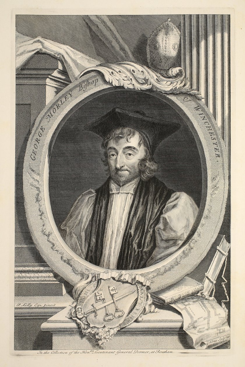 Retrato de George Morley, bispo de Winchester, ilustração "das cabeças de pessoas ilustres de Grâ Bretanha", bar. de Knapton, Londres, 1742 de Jacobus Houbraken