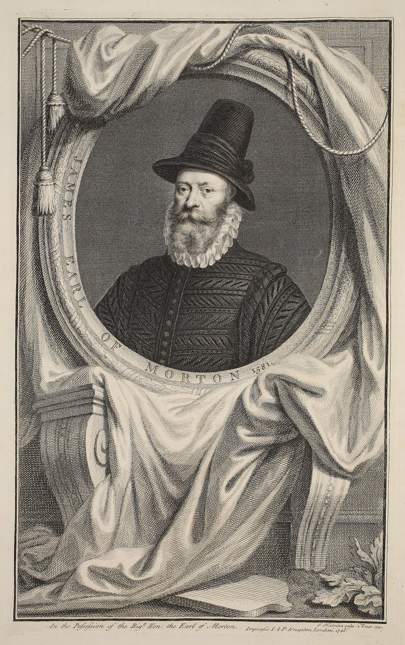 Retrato de James, conde de Morton, ilustração de &39;cabeças de ilustres pessoas da Grã-Bretanha&39;, pub. de Knapton, Londres, 1742 de Jacobus Houbraken