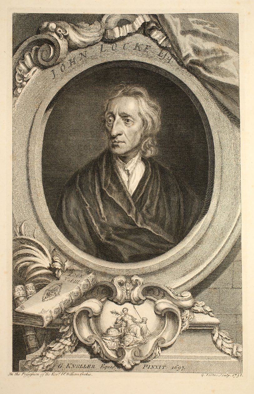 Retrato de John Locke, ilustração das Cabeças de pessoas ilustres de Grâ Bretanha , bar. de Knapton, Londres, 1742 de Jacobus Houbraken