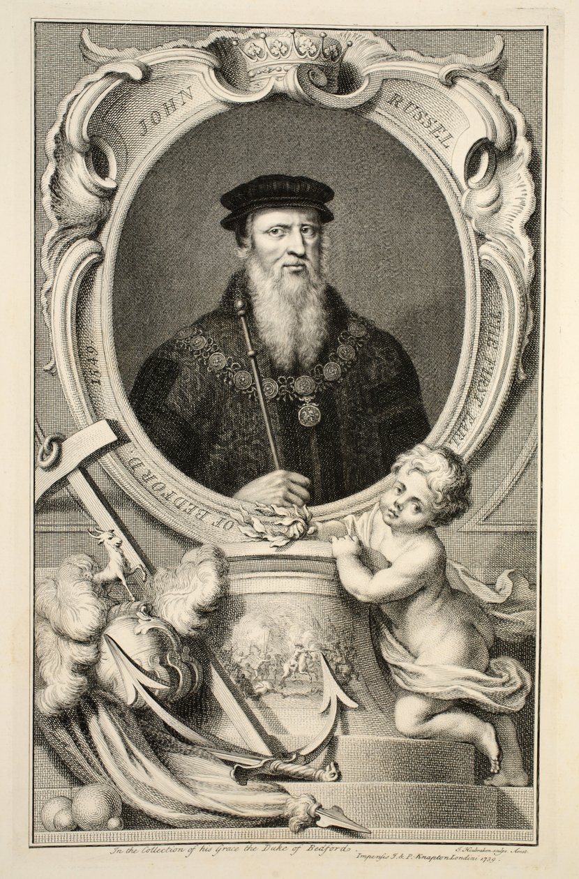 Retrato de John Russell, ilustração "das cabeças de pessoas ilustres de Grâ Bretanha", bar. de Knapton, Londres, 1742 de Jacobus Houbraken