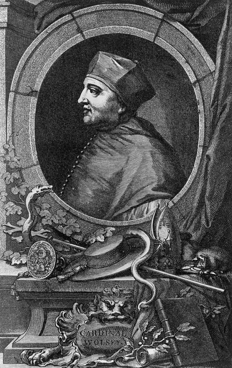Retrato de Thomas Wolsey (1478-1530), cardeal e estadista inglês, gravura de Jacobus Houbraken (1698-1780) de Jacobus Houbraken