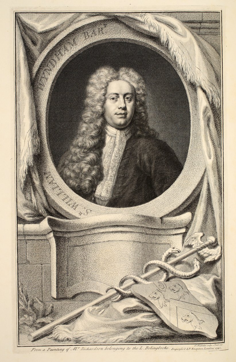 Retrato de William Wyndham, ilustração "das cabeças de pessoas ilustres de Grâ Bretanha", bar. de Knapton, Londres, 1742 de Jacobus Houbraken