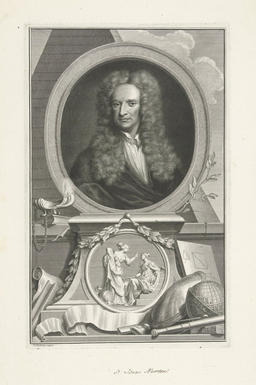 Sir Isaac Newton (1642-1726), físico e matemático inglês de Jacobus Houbraken