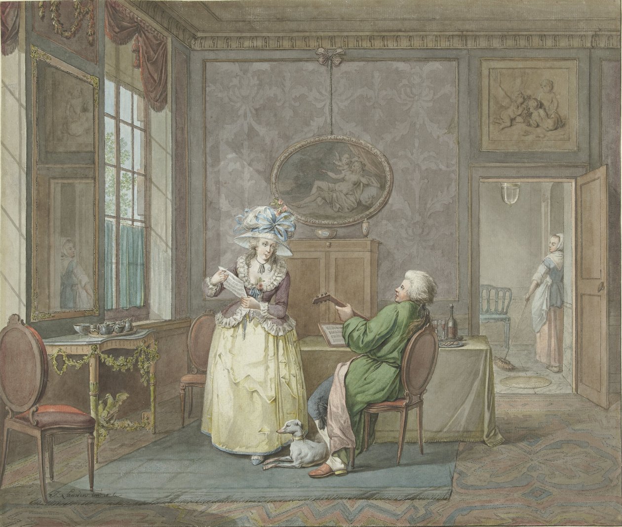Casal musical num interior de Jacobus Johannes Lauwers