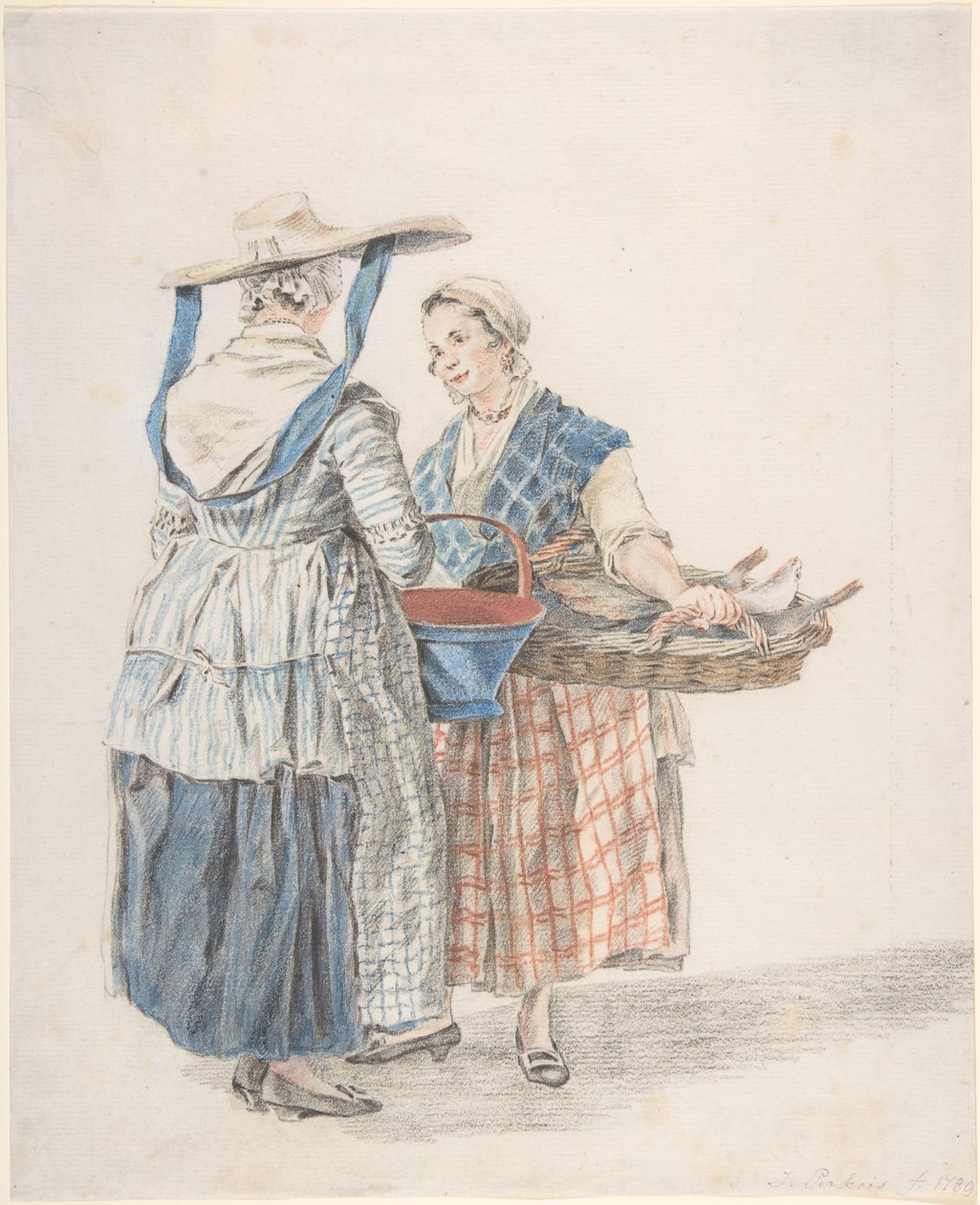 Duas mulheres do mercado, 1789. de Jacobus Perkois