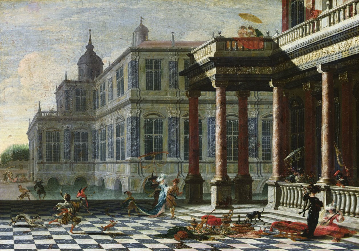 Palácio italiano com terraço (óleo sobre tela) de Jacobus Saeys