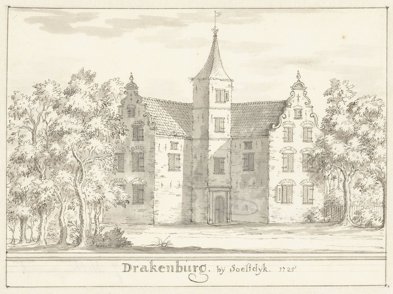 O castelo Drakenburg perto de Soestdijk de Jacobus Stellingwerff