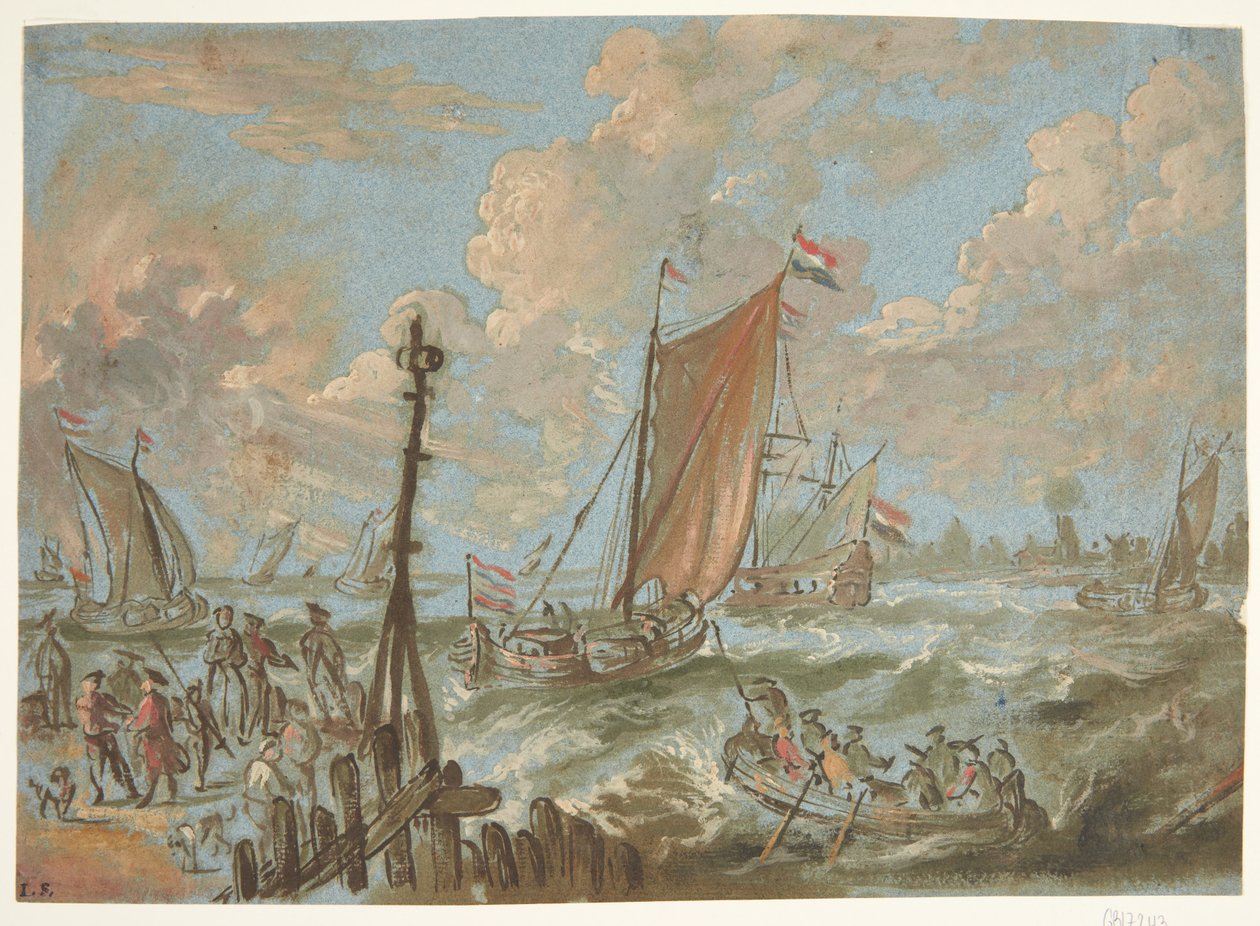 Porto com navios para velejar de Jacobus Storck