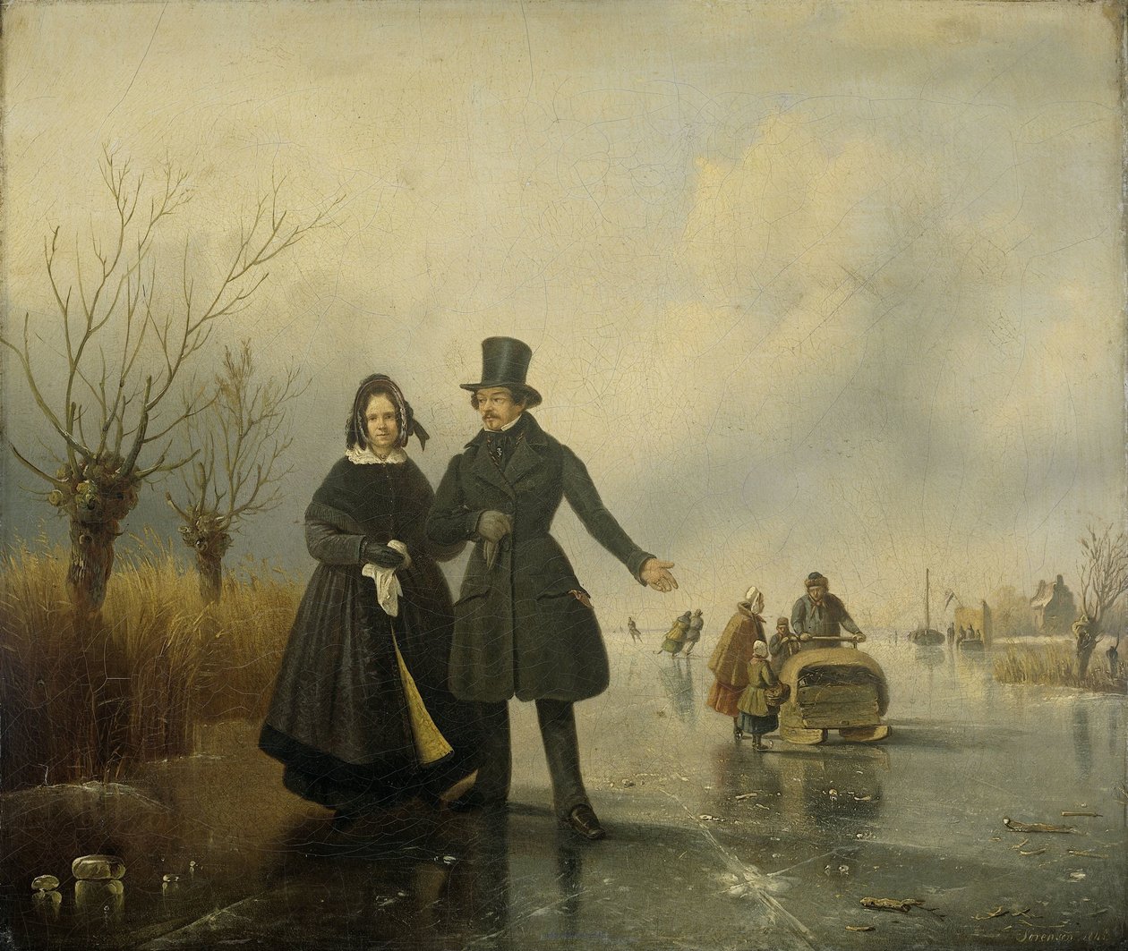 Retrato do Sr. e Sra. Thijssen on the Ice de Jacobus Sörensen