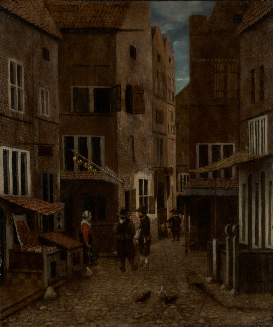 Street Scene (óleo no painel) de Jacobus Vrel or Frel