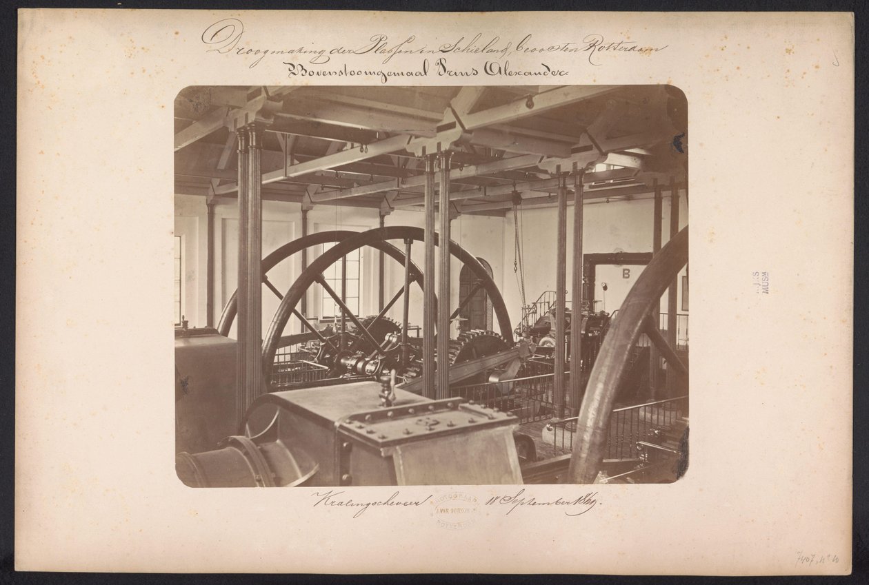 Estação de bombagem de vapor superior Prins Alexander / Kralingscheveer 18 de Setembro de 1869 (título sobre o objecto)
Drenagem de lagoas em Schieland a leste de Roterdão (título da série sobre o objecto) de Jacobus van Gorkom jr.