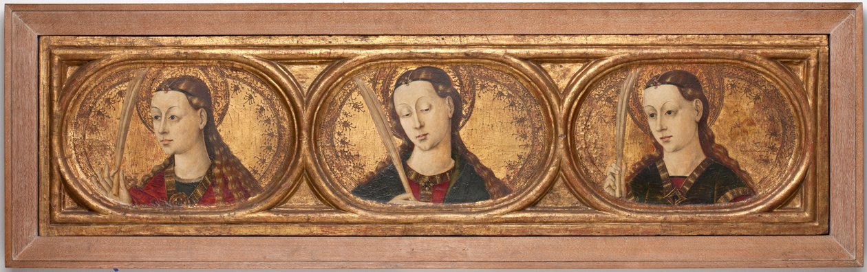 Três mártires virgens (pintura em painel de madeira) de Jacomart c.1413 61 Baco