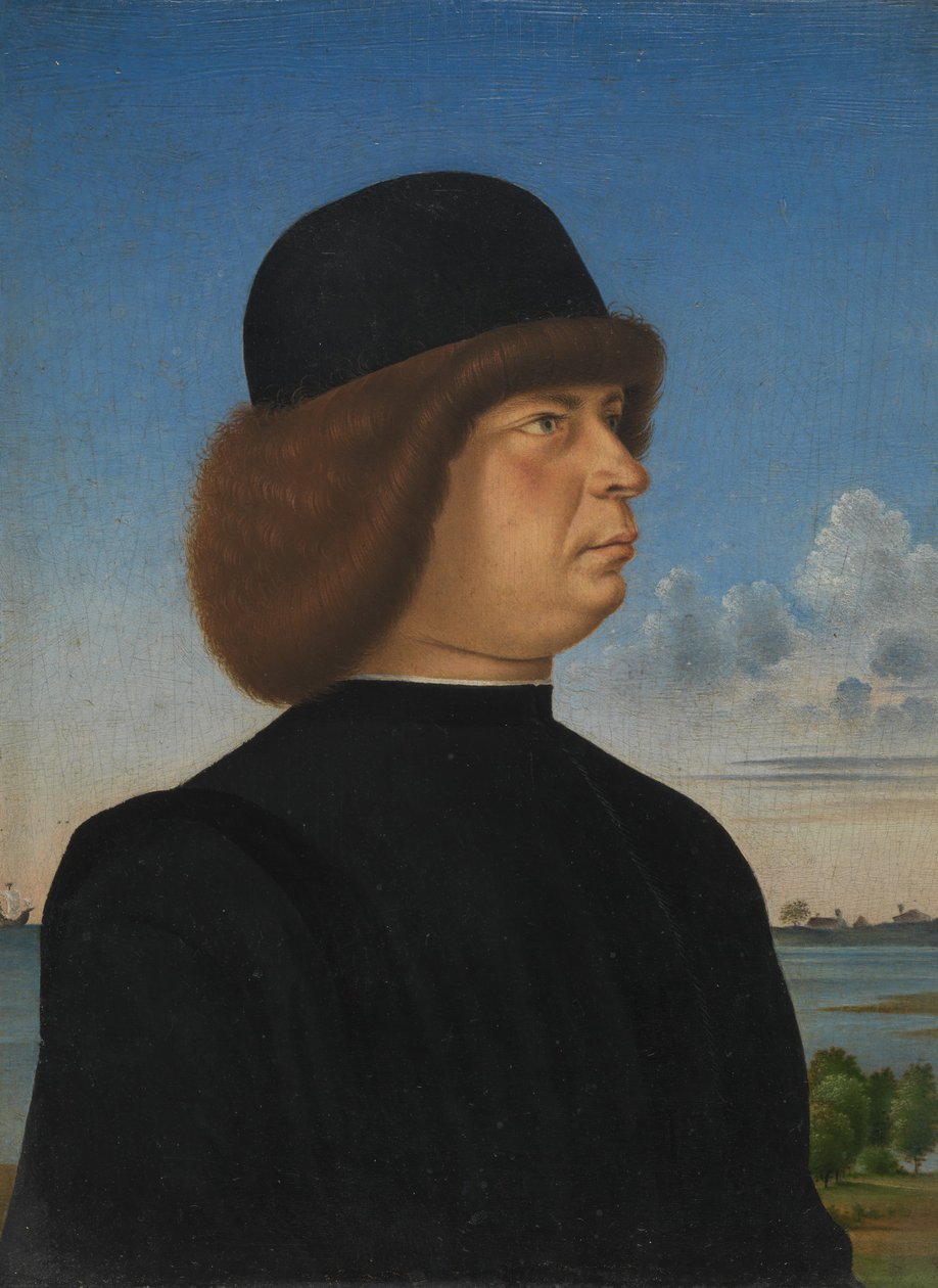 Retrato de Alvise Contarini, em direção a A Tethered Roebuck, ca. 1485-95. de Jacometto Veneziano