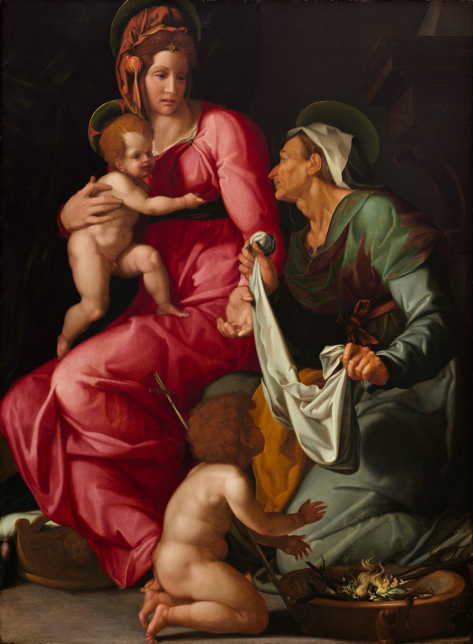 Madonna e Criança com Santa Isabel e São João Batista, c. 1535. de Jacopino del Conte