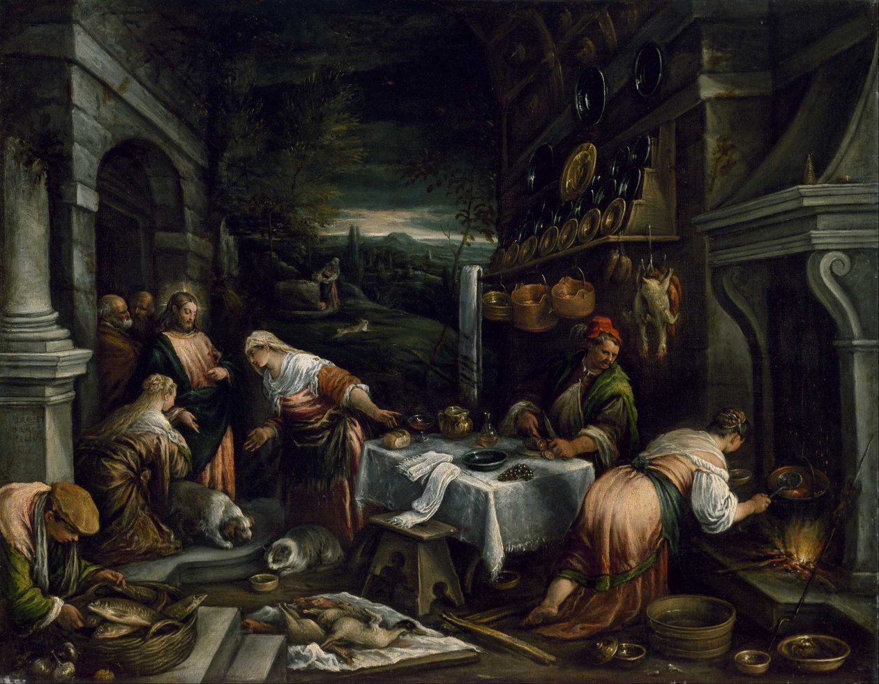 Cristo na casa de Maria, Marta e Lázaro de Jacopo Bassano