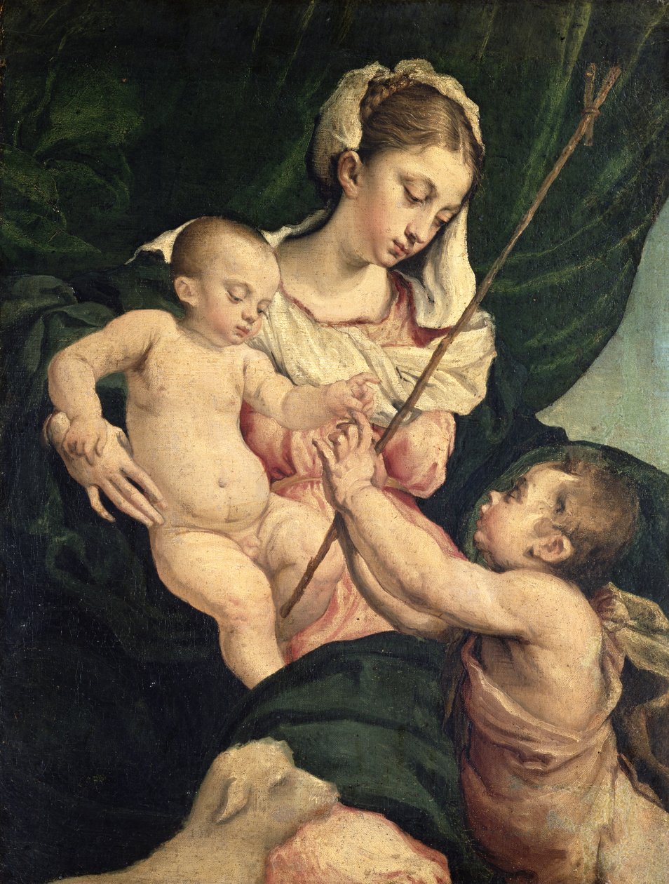 Madonna e criança com Saint John, c.1570 de Jacopo Bassano