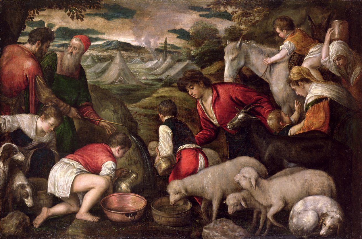 Moisés atingindo a água da rocha de Jacopo Bassano