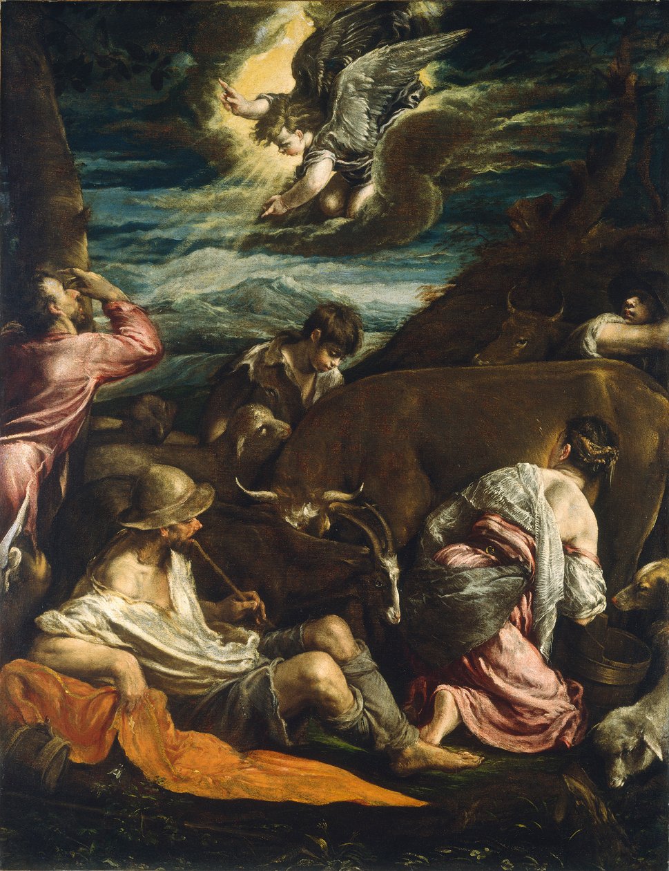 A Anunciação aos Pastores, c.15551560 de Jacopo Bassano