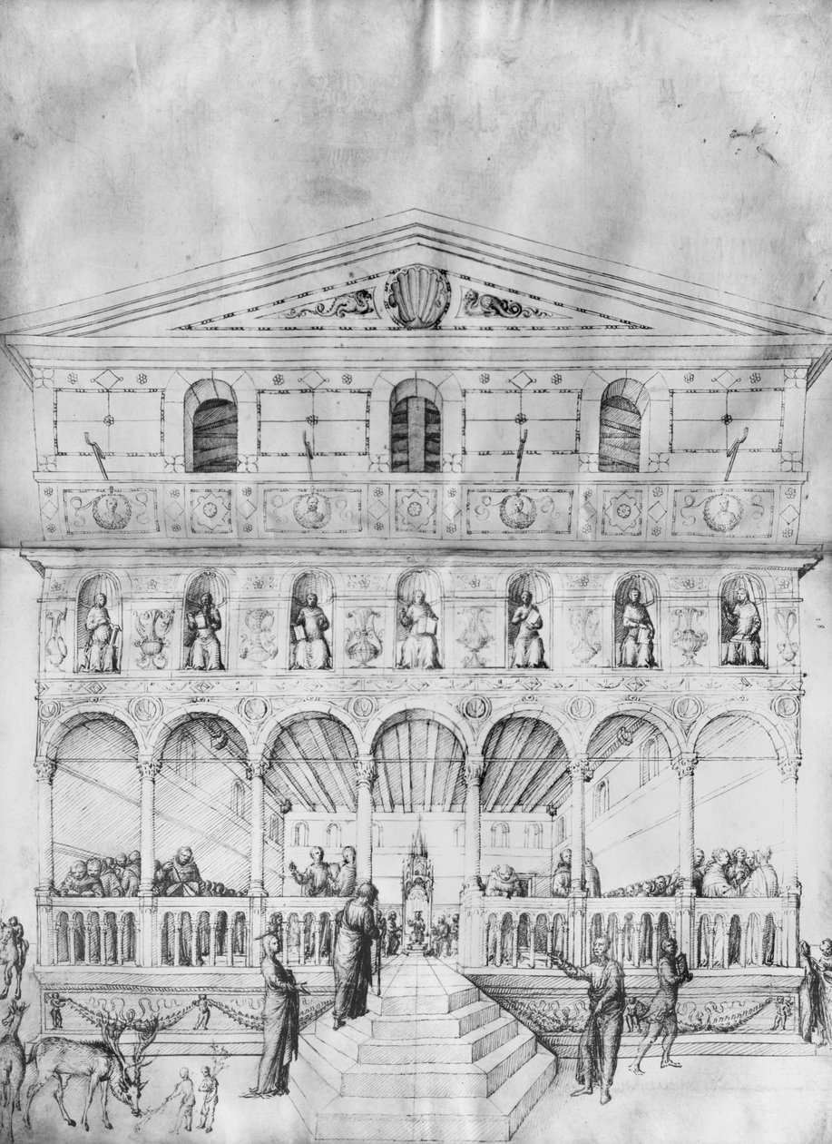 Jesus Cristo, 12 anos, no Templo entre os Doutores, do Álbum de desenhos de Jacopo Bellini (caneta e tinta sobre velino) de Jacopo Bellini