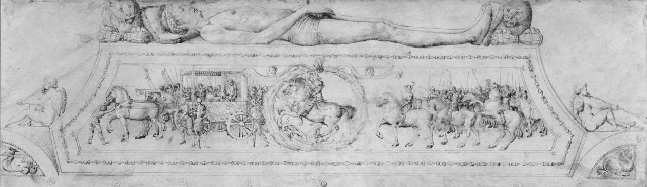 Túmulo de um príncipe, do álbum de desenhos de Jacopo Bellini (caneta e tinta marrom e ponta de metal sobre velino) de Jacopo Bellini