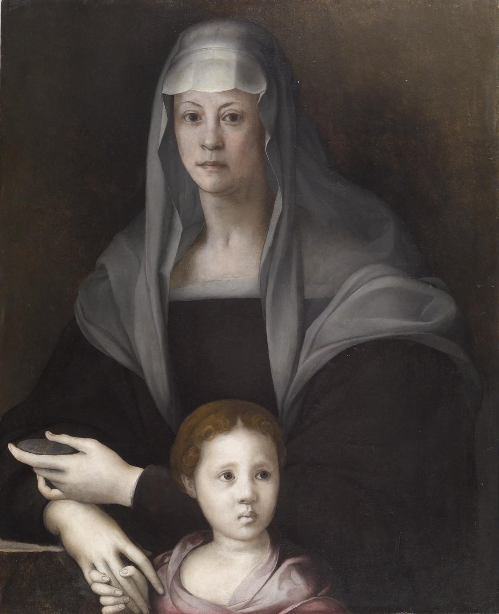 Retrato de Maria Salviati de Medici com Giulia de Medici de Jacopo Carucci