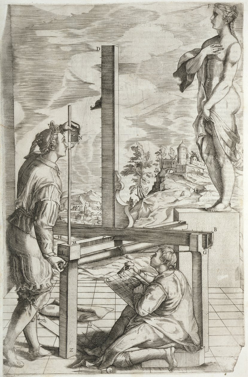 Ilustração de "As Duas Regras da Perspectiva Prática" de Vignola publicada pela primeira vez em 1583 de Jacopo Vignola