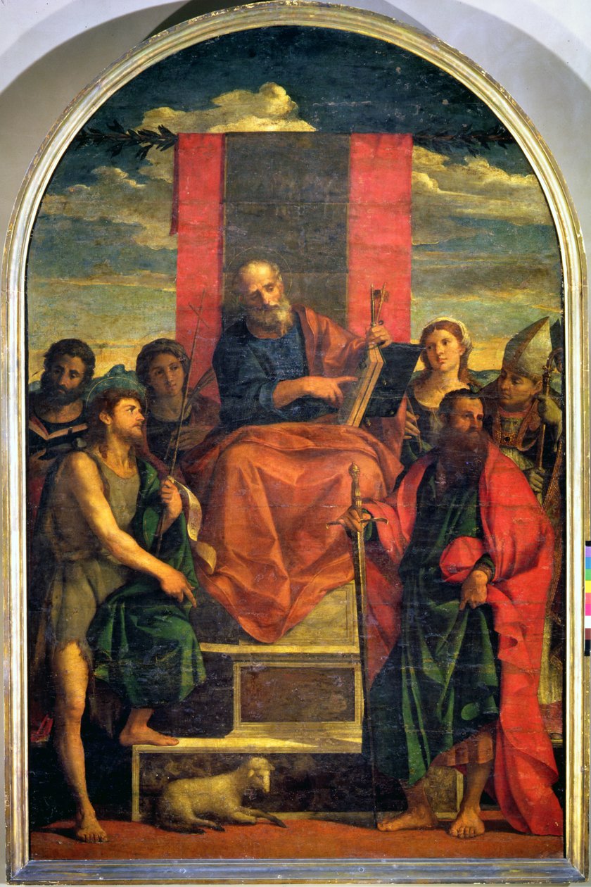 São Pedro entronizado com santos de Jacopo Palma