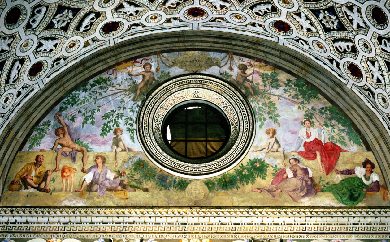 Lunette do interior da villa retratando, Vertumnus e Pomona de Jacopo Pontormo