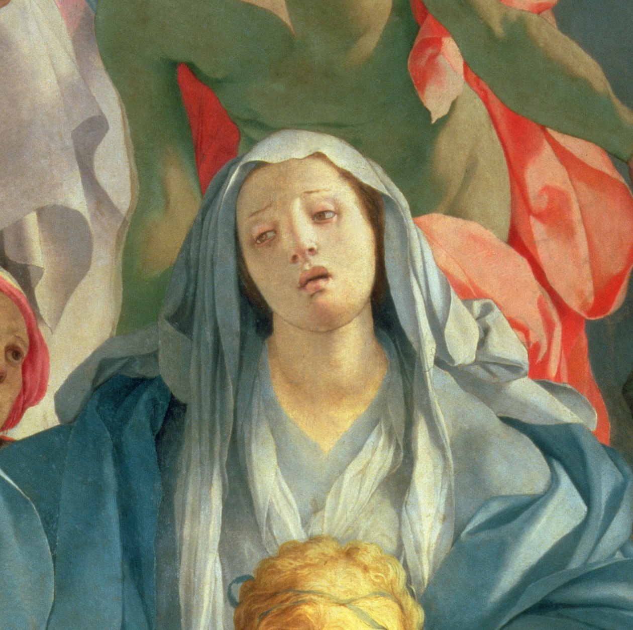A Deposição de Cristo, detalhe do painel 1525-28 de 80052 de Jacopo Pontormo