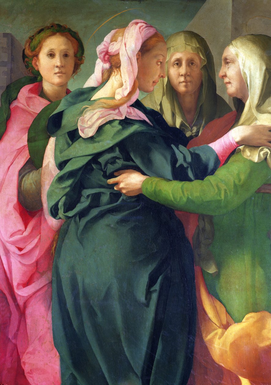 A Visitação, detalhe afresco 1528-30 de 60438 de Jacopo Pontormo