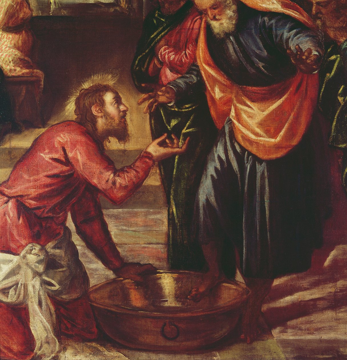 Cristo lavando os pés dos discípulos (detalhe de 69587) de Jacopo Robusti Tintoretto