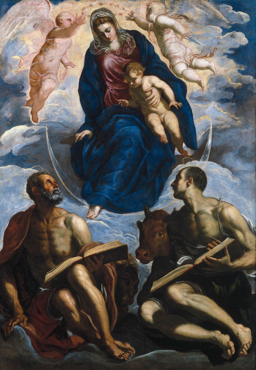 Maria com o Menino, Venerada por São Marcos e São Lucas de Jacopo Robusti Tintoretto