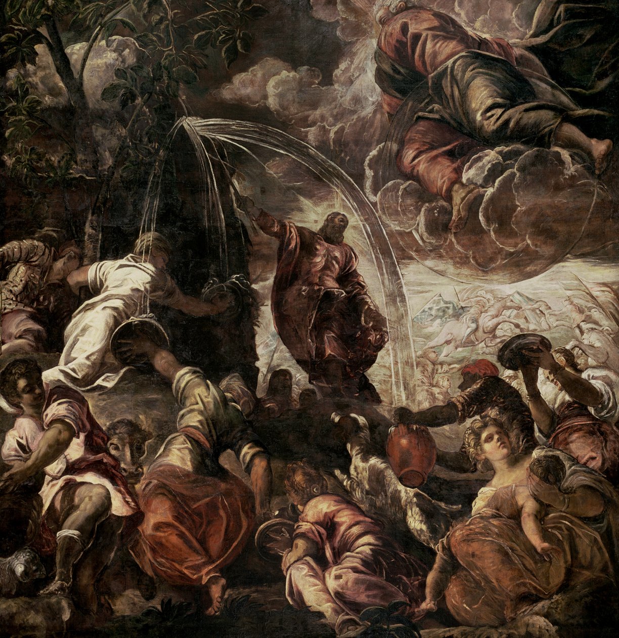 Moisés Golpeando a Água da Rocha, 1575 de Jacopo Robusti Tintoretto