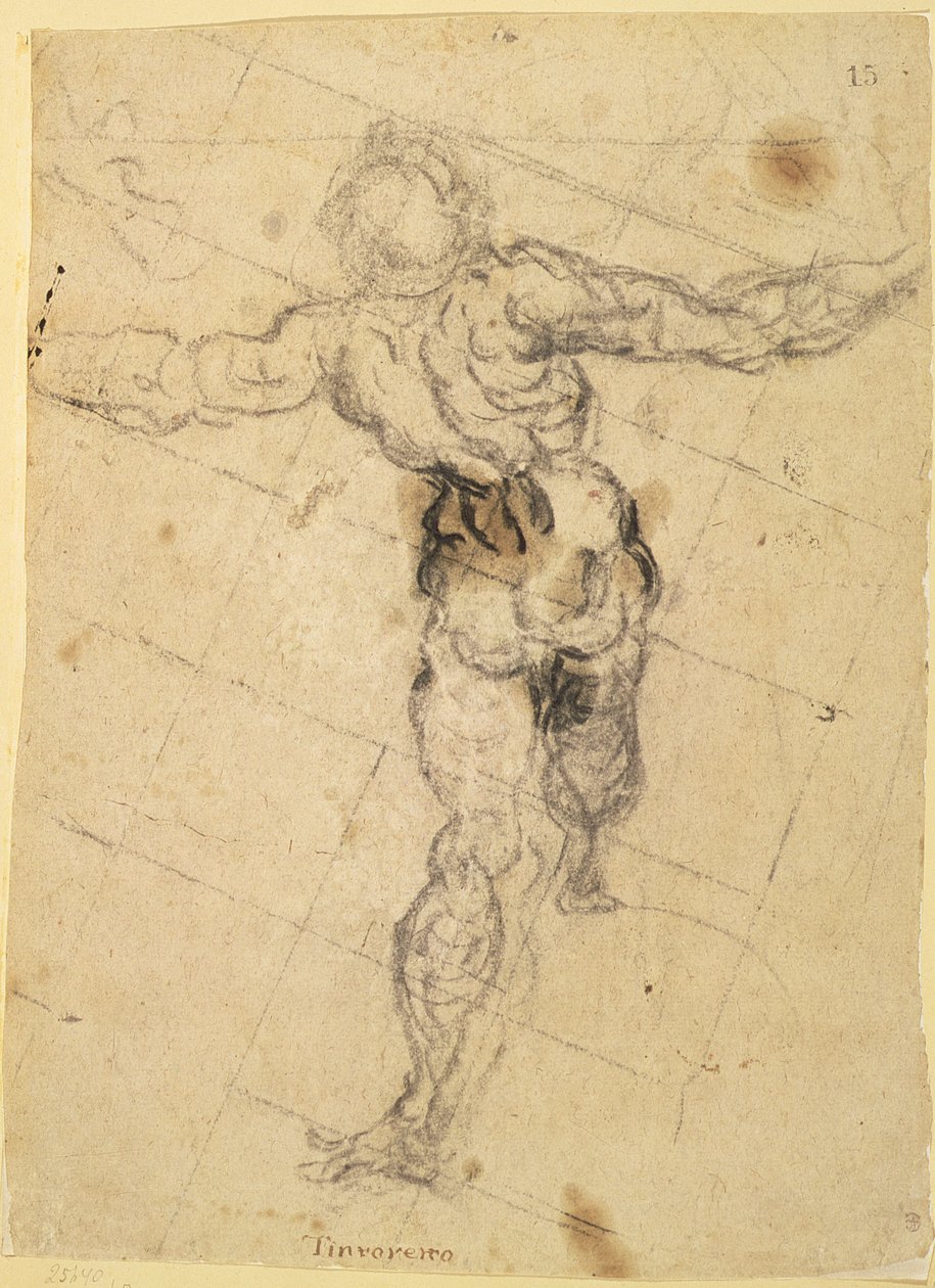 Estudo de um nu masculino por trás de Jacopo Robusti Tintoretto
