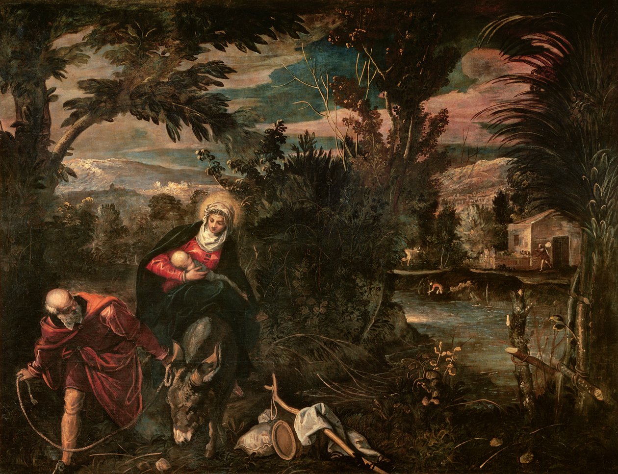 A fuga para o Egito, c.1575-77 de Jacopo Robusti Tintoretto