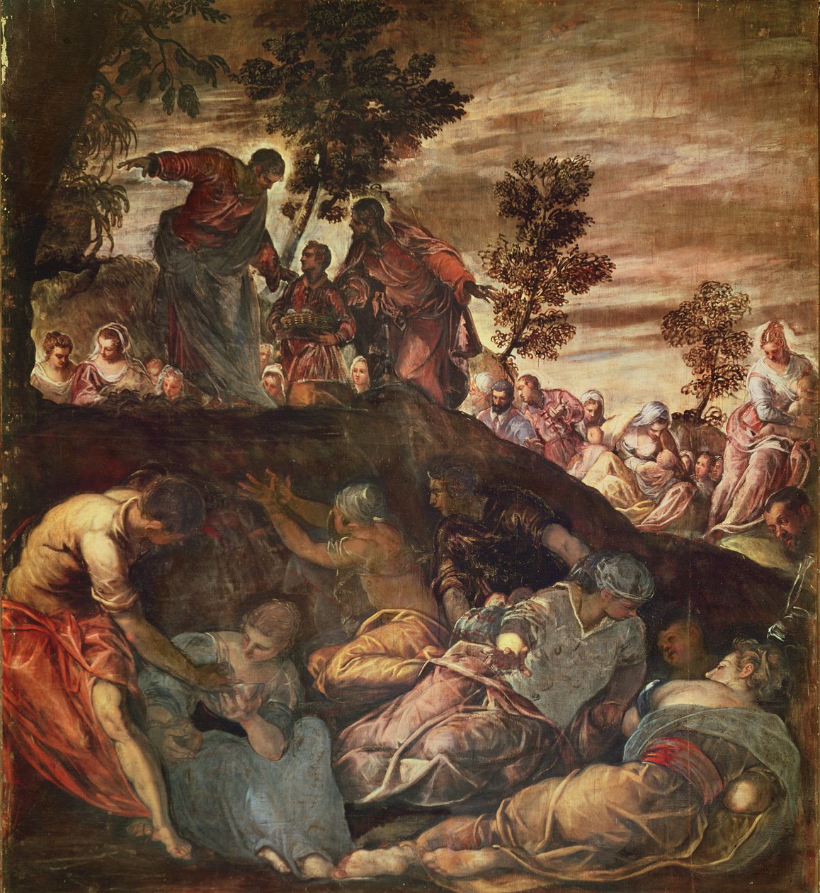 A multiplicação de pães e peixes, c.1575 de Jacopo Robusti Tintoretto
