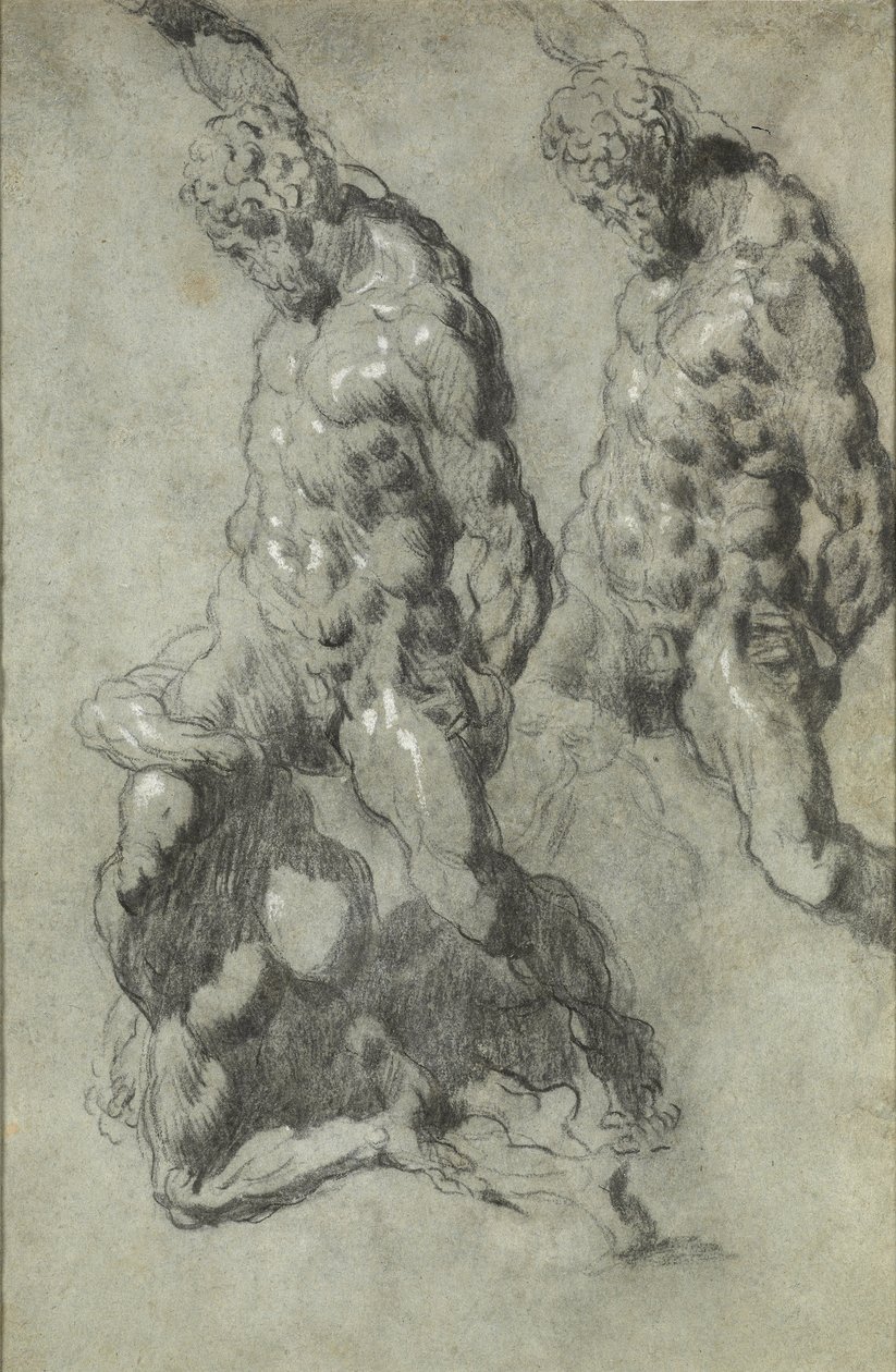 Dois estudos de Sansão matando os filisteus de Jacopo Robusti Tintoretto