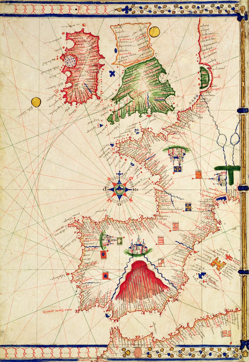 Ms Ital 550.0.3.15 fol.2r Mapa da Europa, de &39;Maps&39; de Jacopo Russo