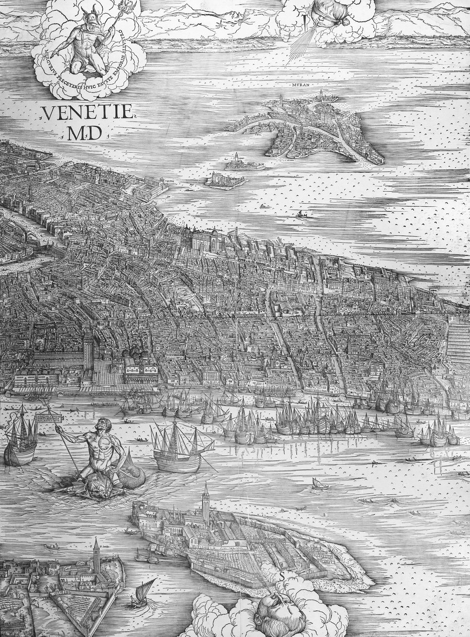 Grande plano de perspectiva - Veneza, c.1500 (seção intermediária) de Jacopo de Barbari