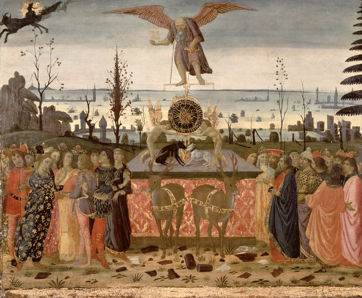 Triunfo do Tempo, inspirado em "Triunfos" por Petrarca (1304-74) de Jacopo del Sellaio