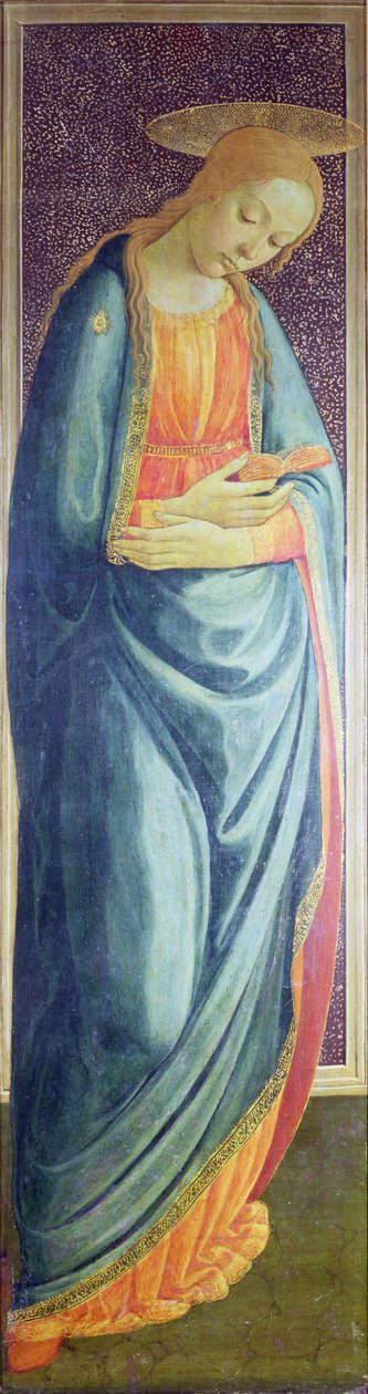 Virgem Maria, 1473 (ala direita de um díptico da Anunciação) (painel) de Jacopo del Sellaio